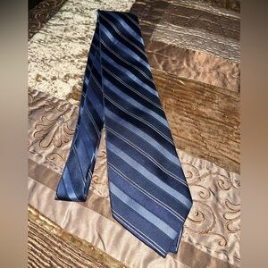DKNY Classic Blue and Black Striped Tie